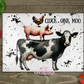 Cluck Oink Moo Glass Cutting Board