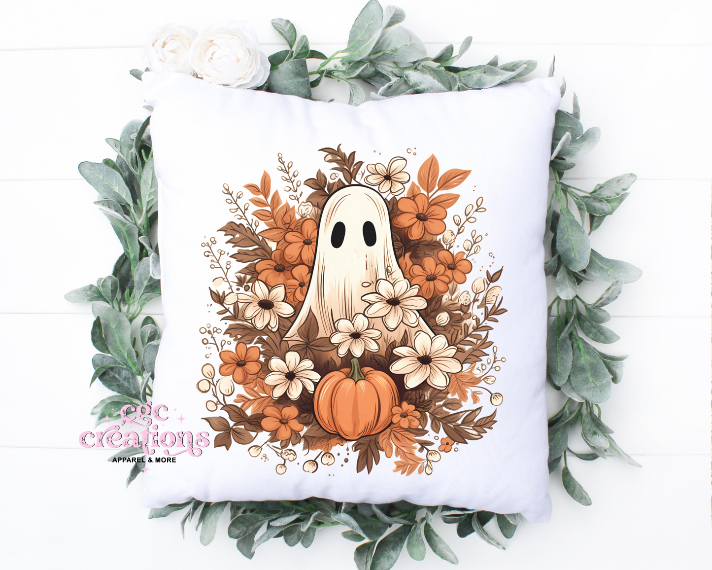 Floral Fall Ghost Pillow