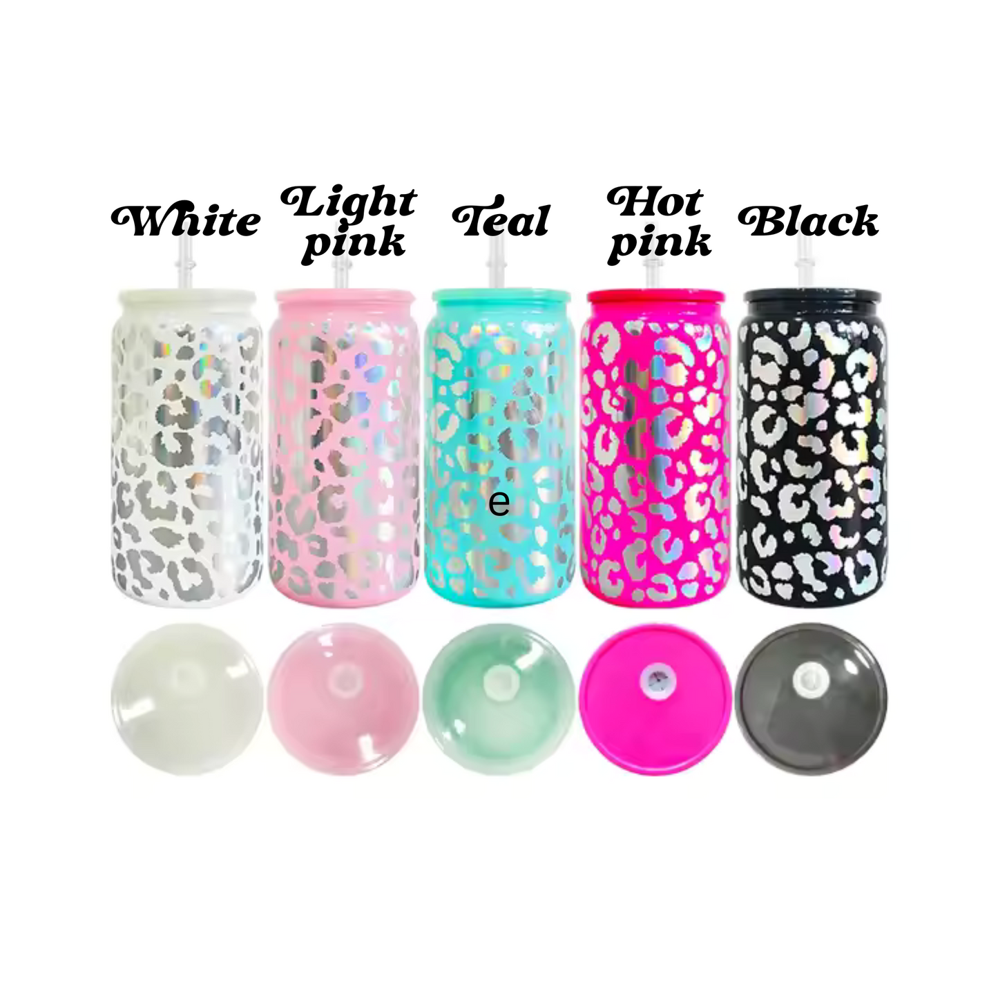 Holographic Leopard 16oz Glass Cup