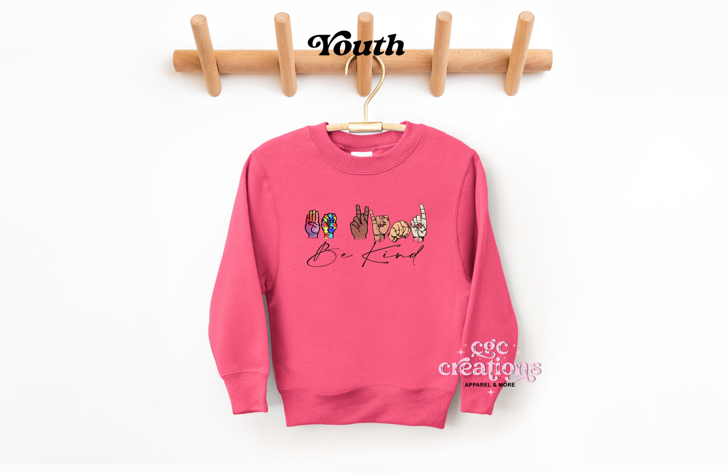 Be Kind - Sign Language Youth Crewneck