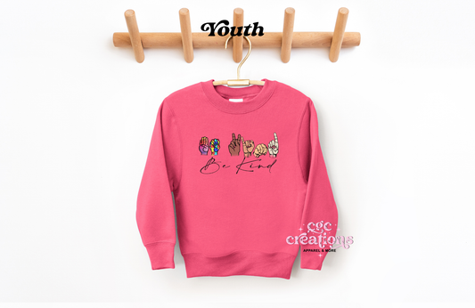 Be Kind - Sign Language Youth Crewneck