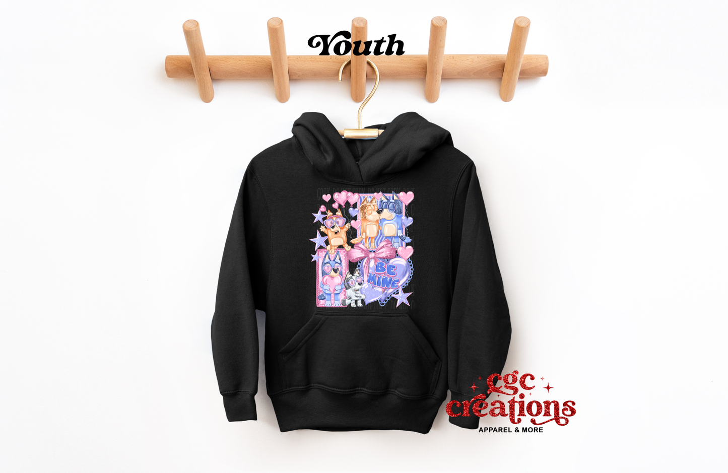 Be Mine Blue Dog Youth Hoodie