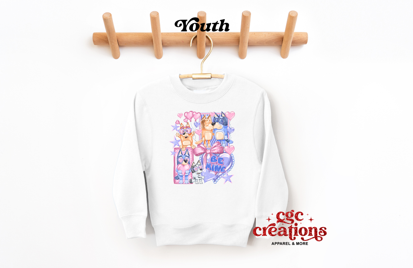 Be Mine Blue Dog Youth Crewneck