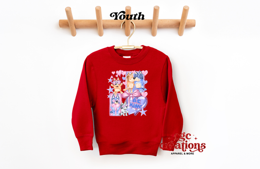 Be Mine Blue Dog Youth Crewneck