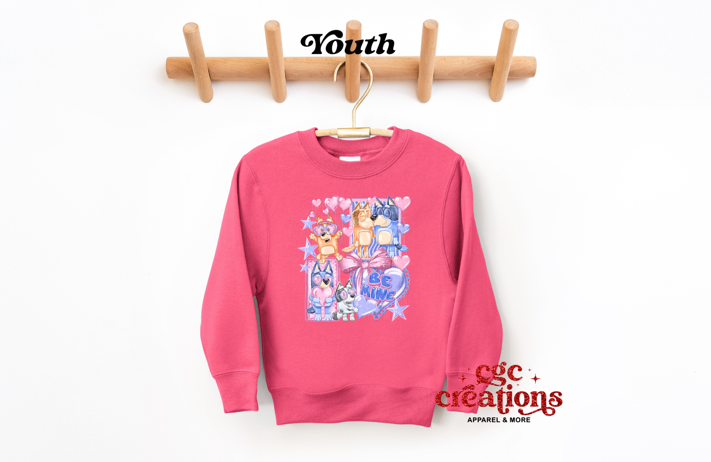 Be Mine Blue Dog Youth Crewneck