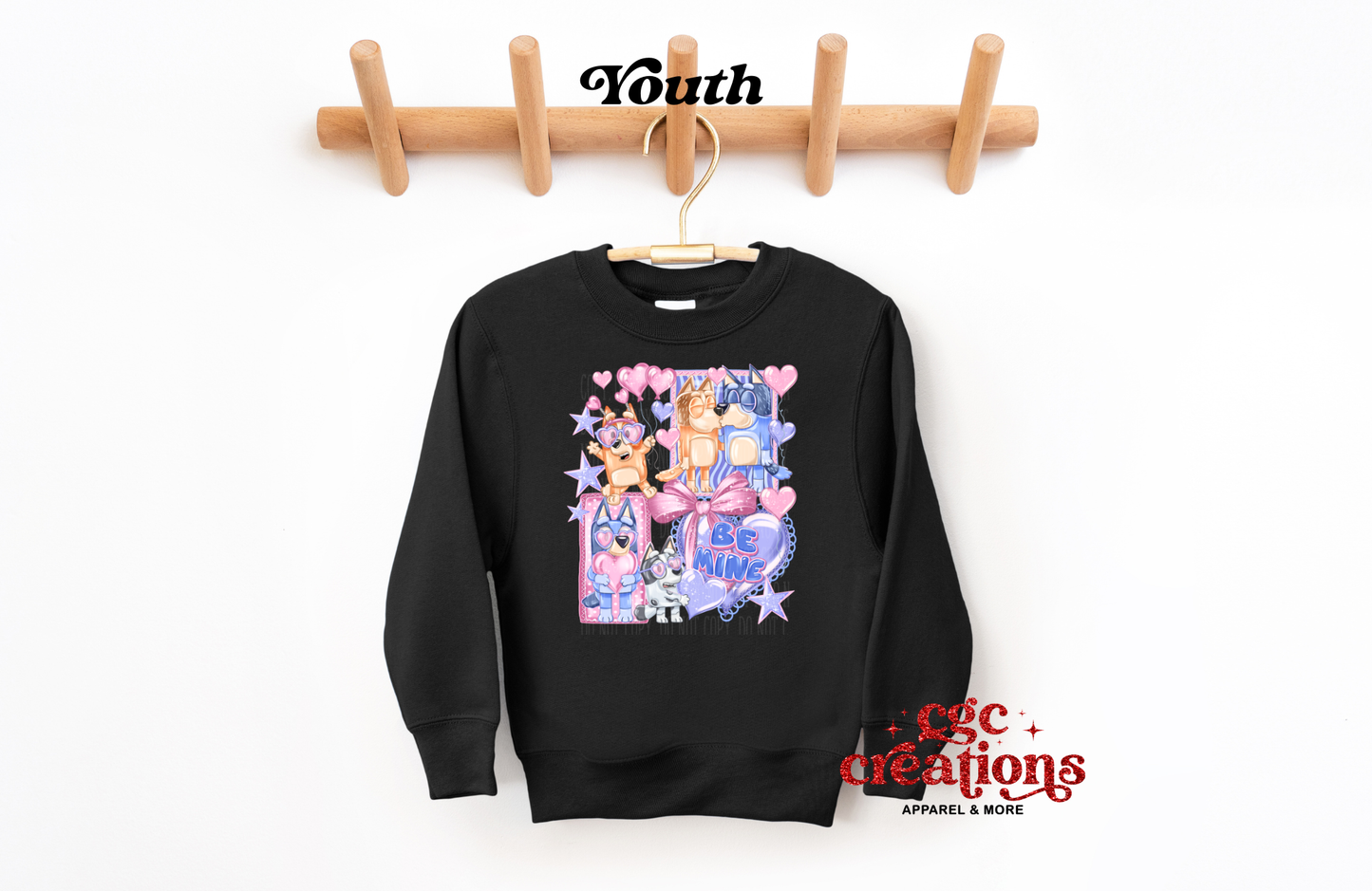 Be Mine Blue Dog Youth Crewneck