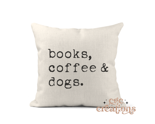 Books, Coffee & Dogs Pillow