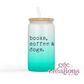 Books, Dogs & Coffee 16oz Glass Cup With Lid