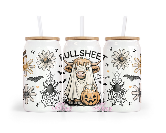 Bullsheet 16oz Glass Cup With Lid