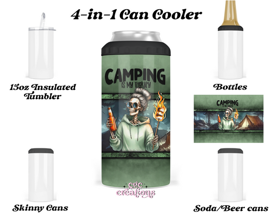 Camping Is My Therapy 4-in-1 can cooler