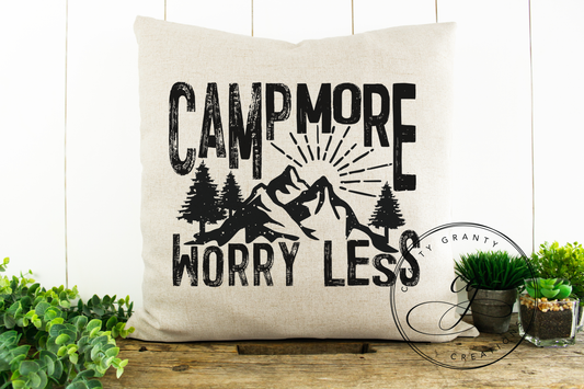 Camp More Worry Less Pillow