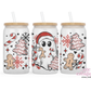 Christmas Ghost 16oz Glass Cup With Lid