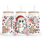 Christmas Ghost 16oz Glass Cup With Lid