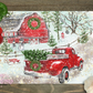 Christmas Red Truck Scene Glass Cutting Board