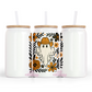 Boho Cowboy Ghost (orange) 16oz Glass Cup With Lid