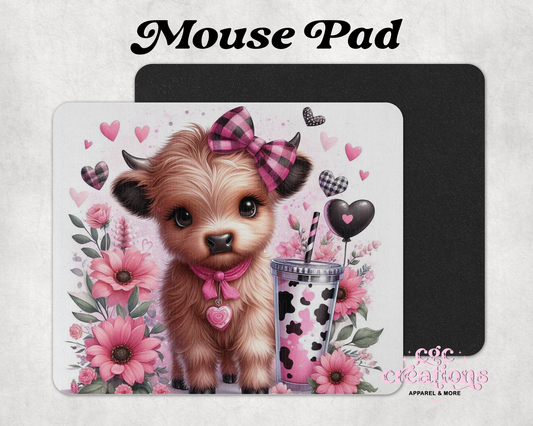 Cute Floral Cow Mouse Pad