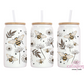 Daisies and Bees 16oz Glass Cup With Lid