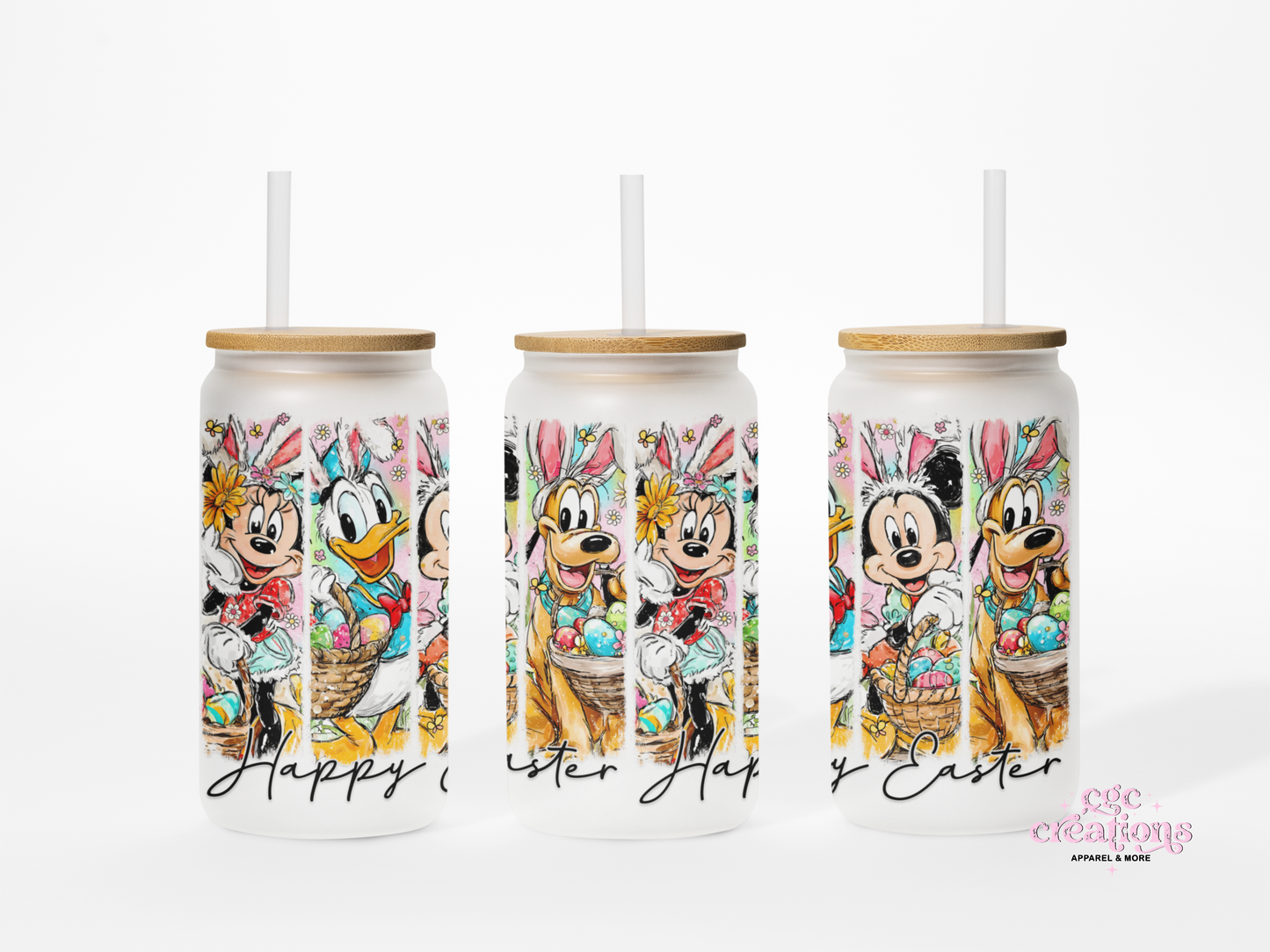 Happy Easter #2 16oz Glass Cup With Lid