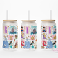 Happy Easter Princess 16oz Glass Cup With Lid