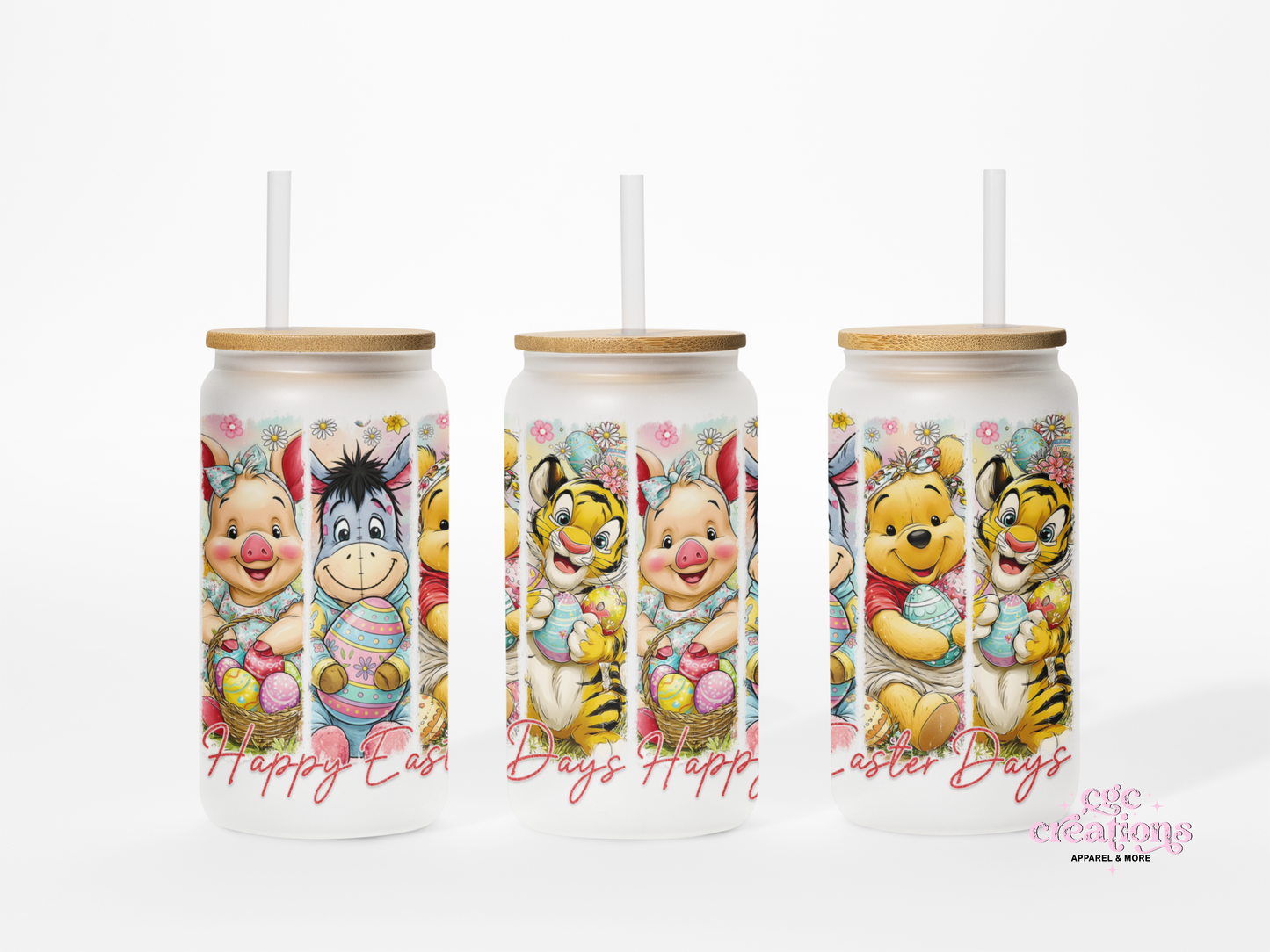 Easter Bear #2 16oz Glass Cup With Lid