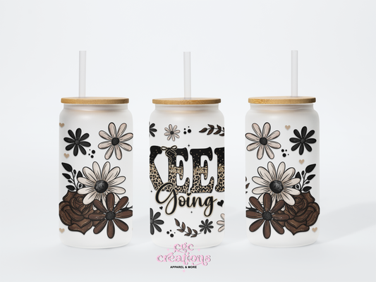 Keep Going 16oz Glass Cup With Lid