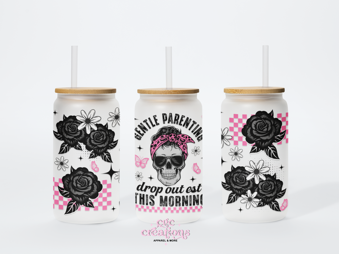 Gentle Parenting Dropout 16oz Glass Cup With Lid