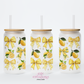 Lemons Coquette 16oz Glass Cup With Lid