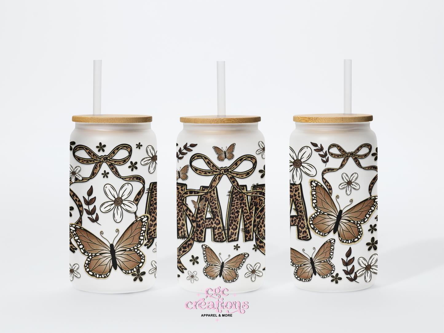 Mama 16oz Glass Cup With Lid