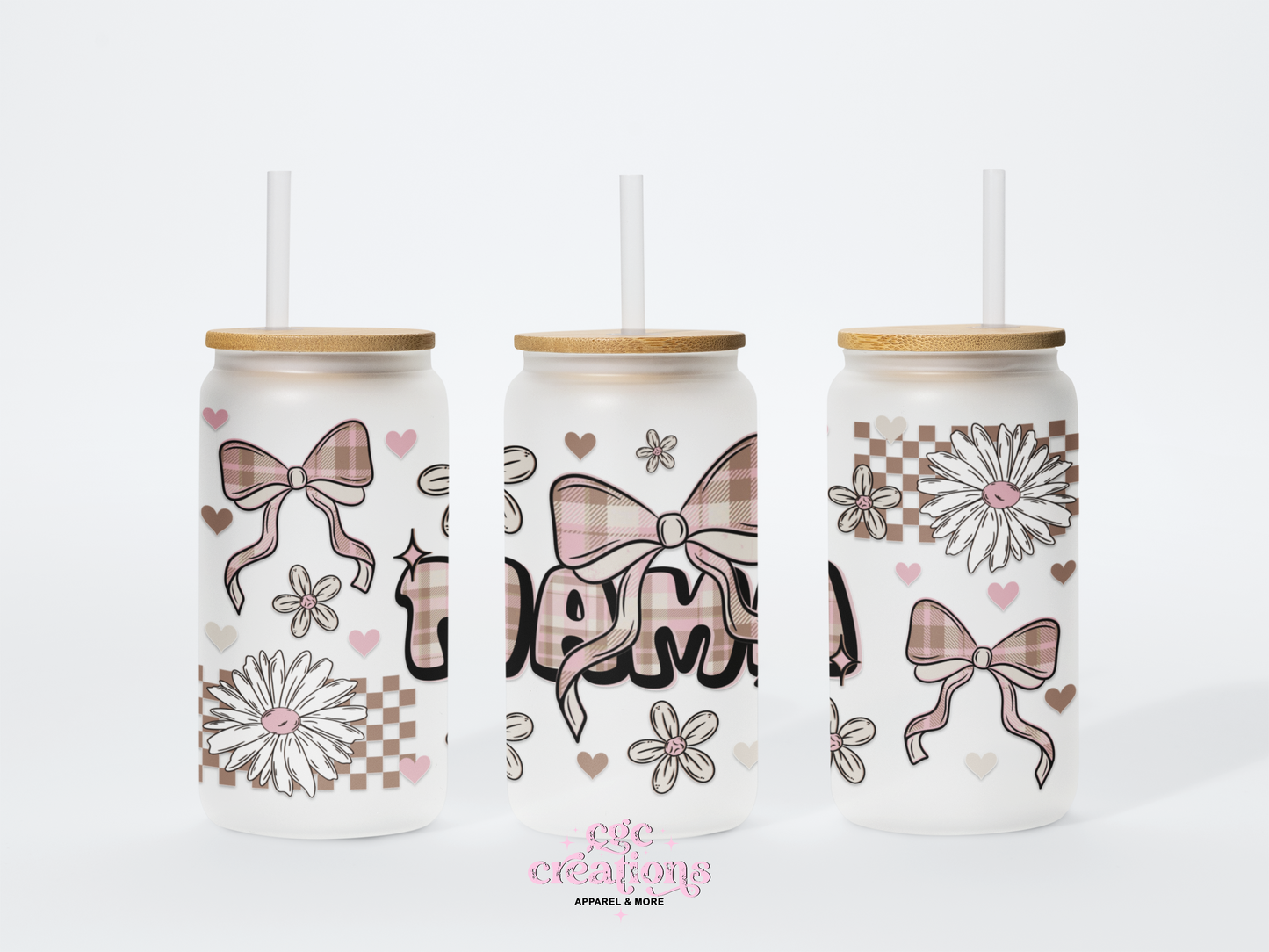 Mama 16oz Glass Cup With Lid