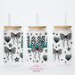 Mama Checkers & Bows 16oz Glass Cup With Lid