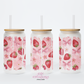 Strawberries & Coquettes 16oz Glass Cup With Lid