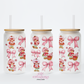 Strawberry Short 16oz Glass Cup With Lid