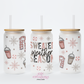 Sweater Weather 16oz Glass Cup With Lid