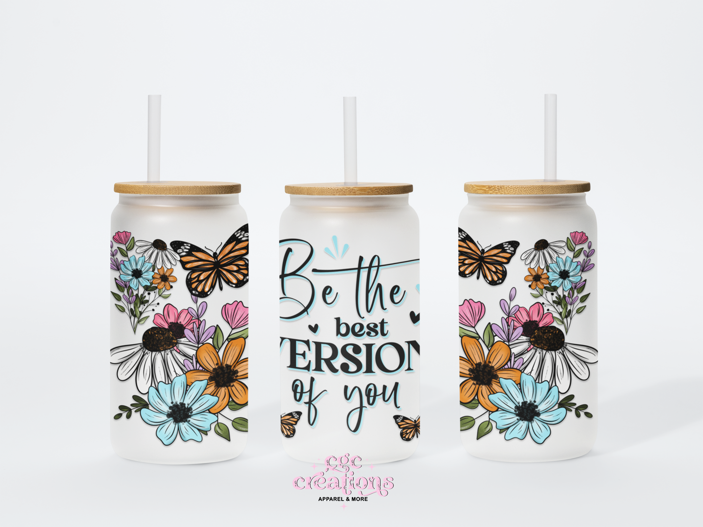 Be The Best Version Of You 16oz Glass Cup With Lid