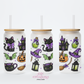 Halloween Collage 16oz Glass Cup With Lid