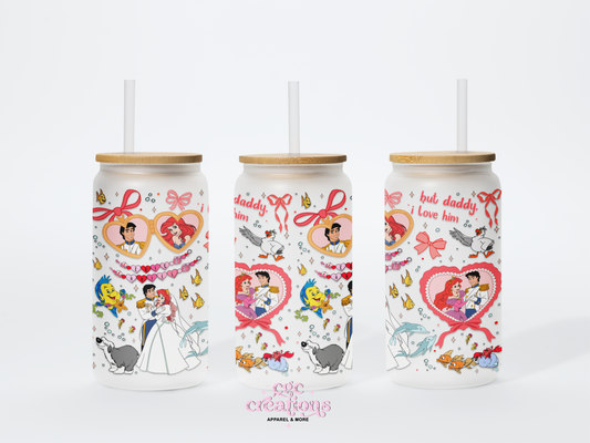 But Daddy I Love Him 16oz Glass Cup With Lid