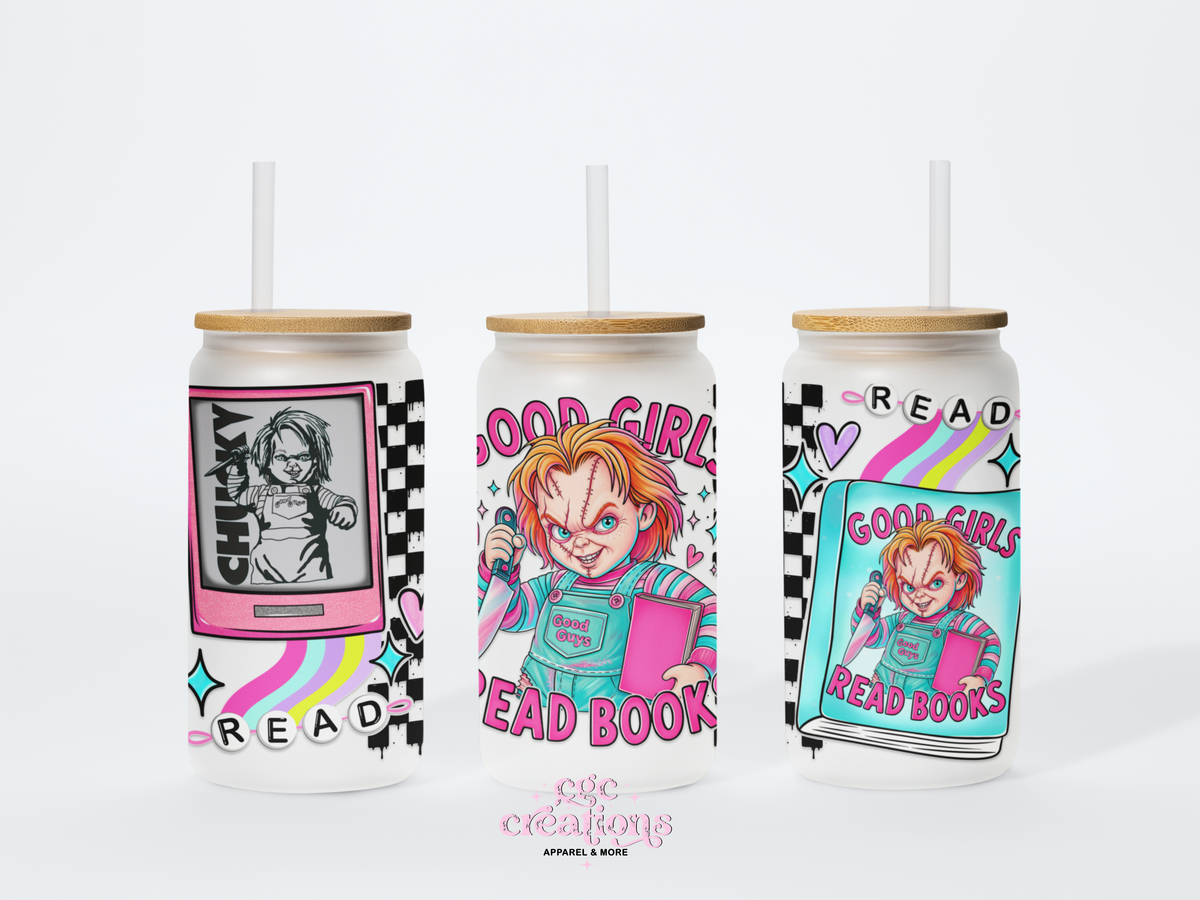 Good Girls Read Books 16oz Glass Cup With Lid