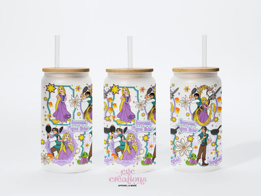 Let Down Your Hair 16oz Glass Cup With Lid