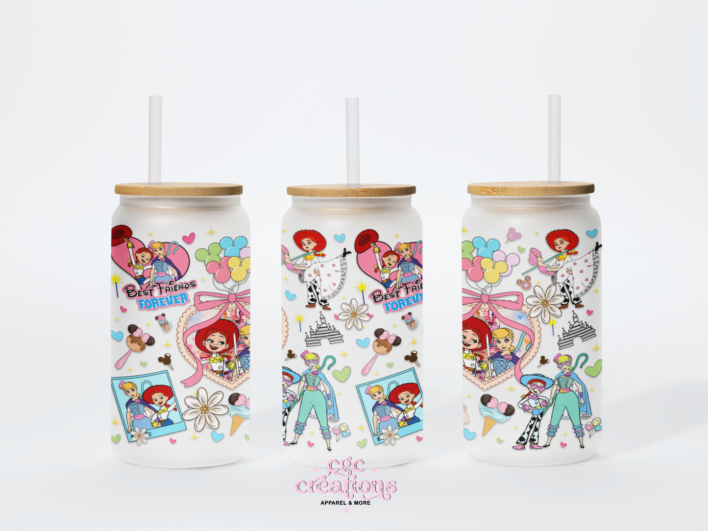 Best Friends Forever 16oz Glass Cup With Lid