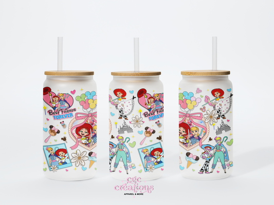 Best Friends Forever 16oz Glass Cup With Lid