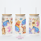 Bear and Friends 16oz Glass Cup With Lid