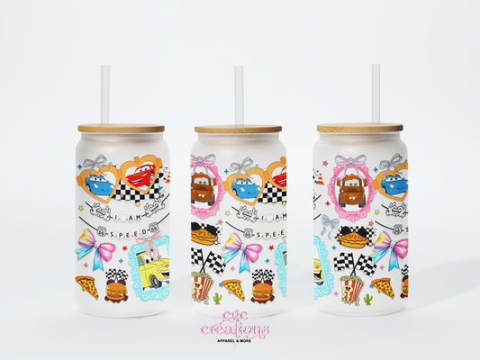 I Am Speed 16oz Glass Cup With Lid