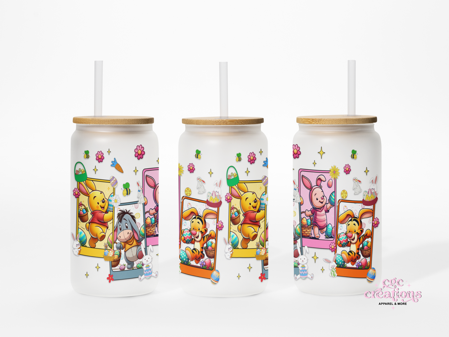 Happy Easter #4 16oz Glass Cup With Lid