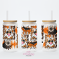 Halloween Ghost Cow 16oz Glass Cup With Lid