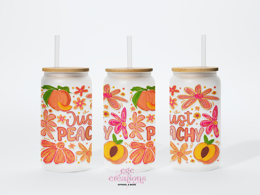 Just Peachy 16oz Glass Cup With Lid