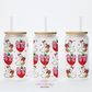 Ducks & Strawberries 16oz Glass Cup With Lid