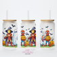 Action Hero's Halloween 16oz Glass Cup With Lid