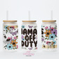 Mama Off Duty 16oz Glass Cup With Lid