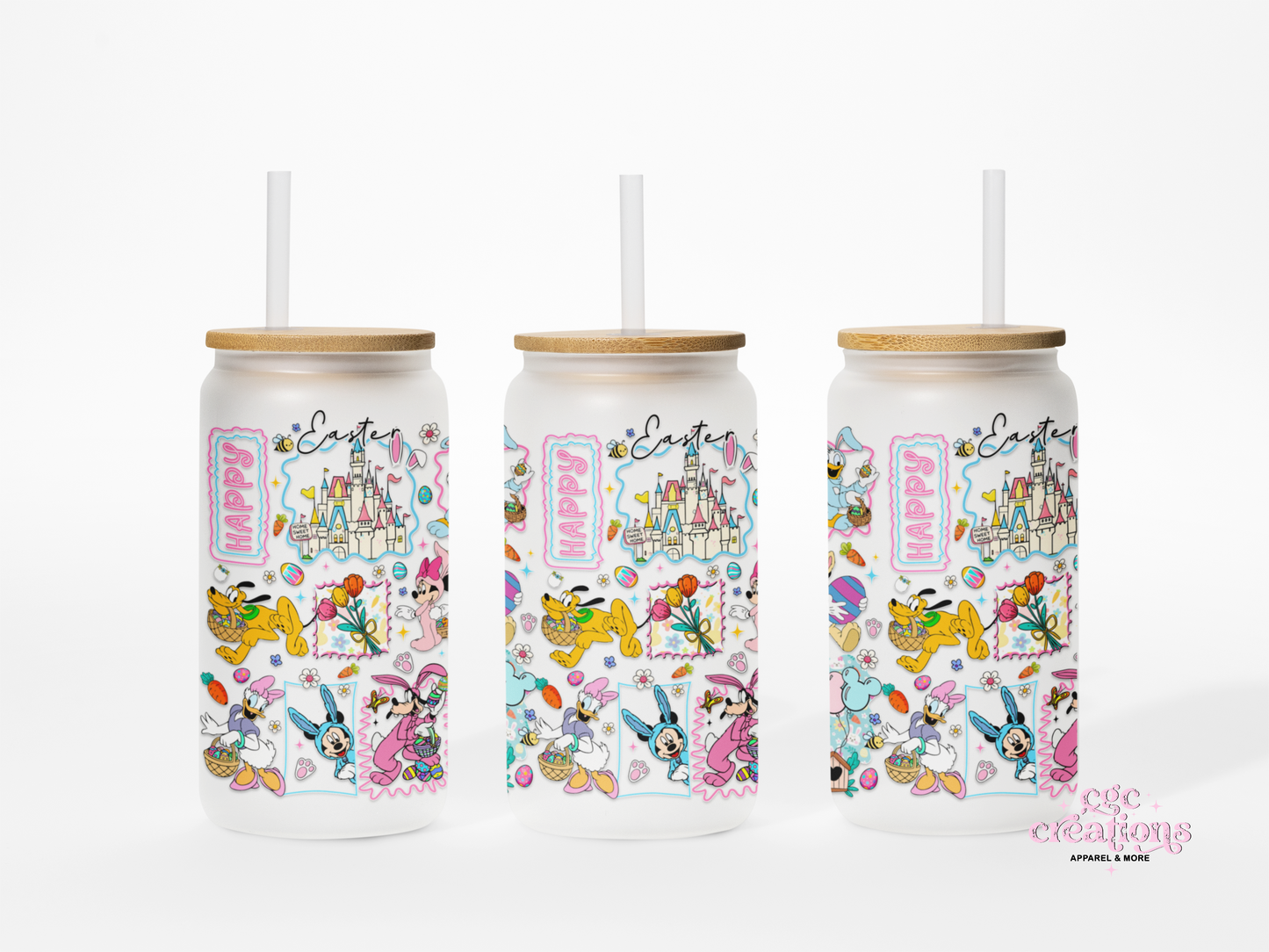 Happy Easter #3 16oz Glass Cup With Lid