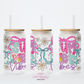 Summer Vibes 16oz Glass Cup With Lid
